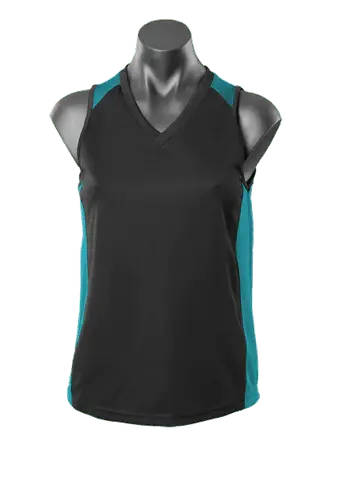 Aussie Pacific Premier Ladies Singlet 2101 Casual Wear Aussie Pacific Black/Teal 8